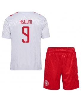 Danimarca Rasmus Hojlund #9 Maglia Gara Trasferta Repliche Europei 2024 Bambino